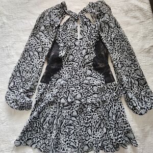 BCBGMaxAzria Black and White Patterned Dress
